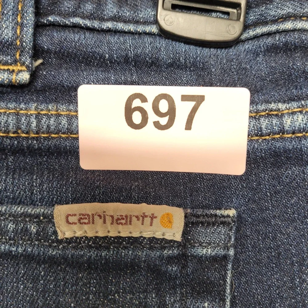 Carhartt Womens Flannel Lined‎ Jeans Original Fit Straight Leg Dark Wash Blue 4R